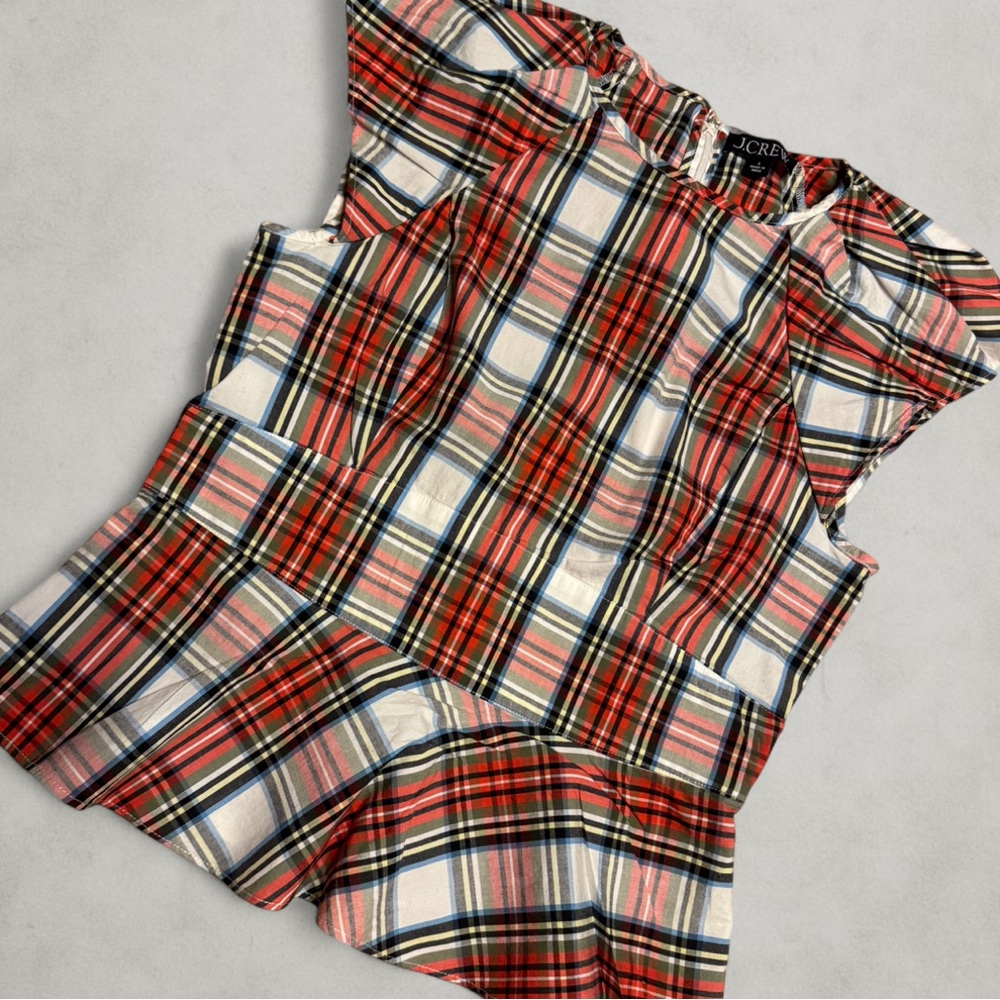 J. Crew Plaid Blouse - Red, White, and Blue